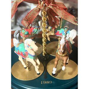 Hallmark 1989 Gingee Carousel Horse Figurines Set Of 4 Collectible Miniatures Wi
